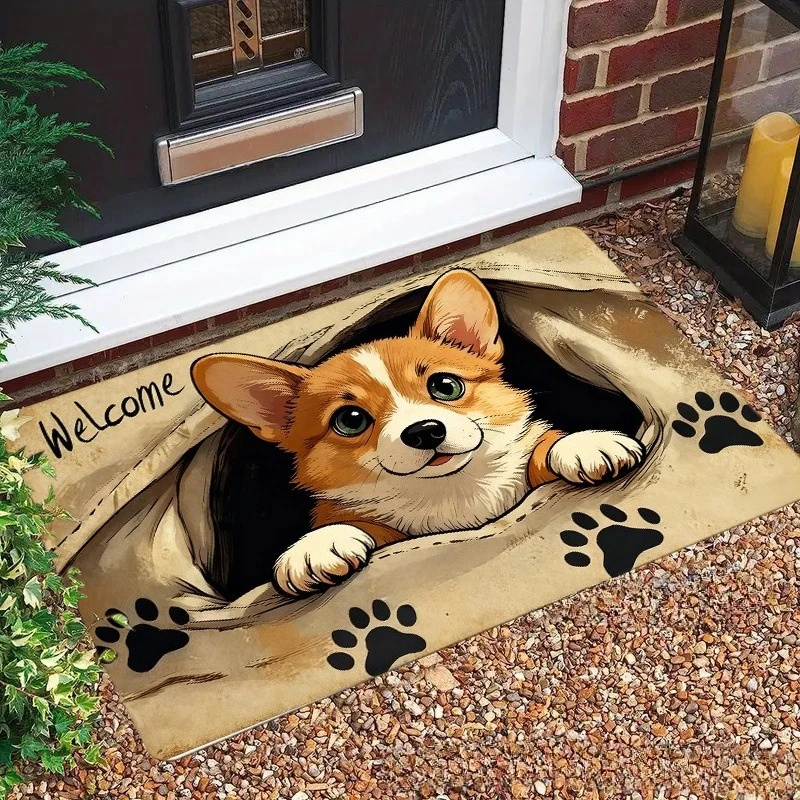2D Pebble Stone Pattern Doormat Non-Slip Entry Floor Mat Cute Footprint Home Decor Rug for Bathroom Welcome Carpet for Entryway