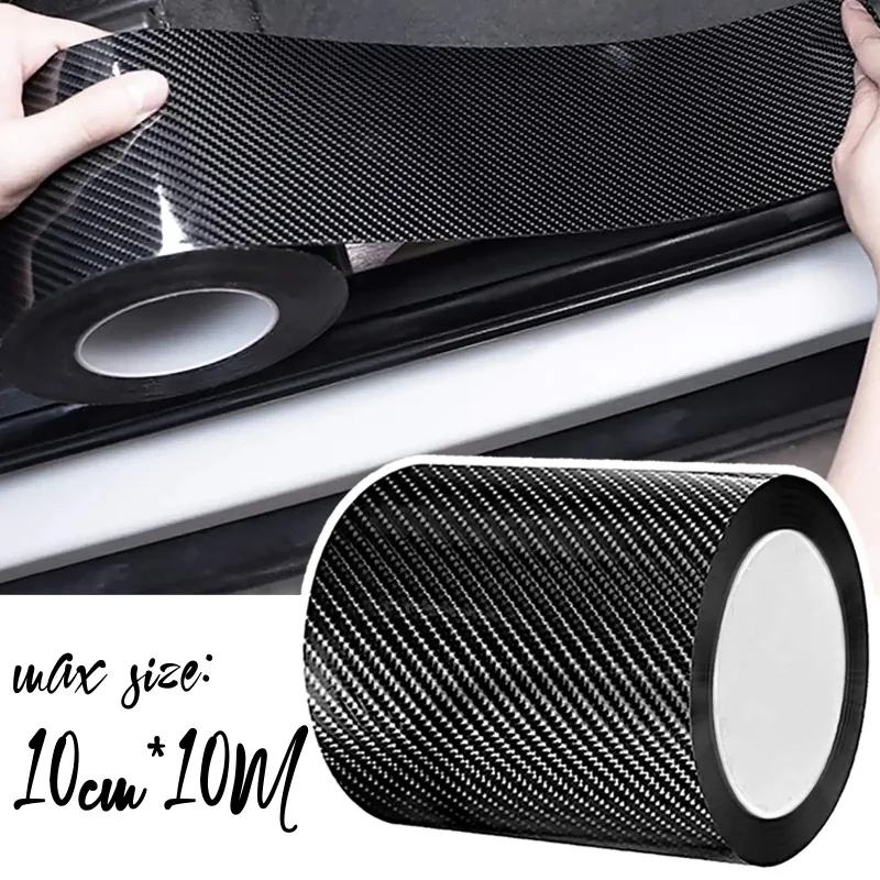 Carbon Fiber Car Door Threshold Protector Anti Scratch Protective Strip Self Adhesive Door Sill Bumper Guard Decorative Trim