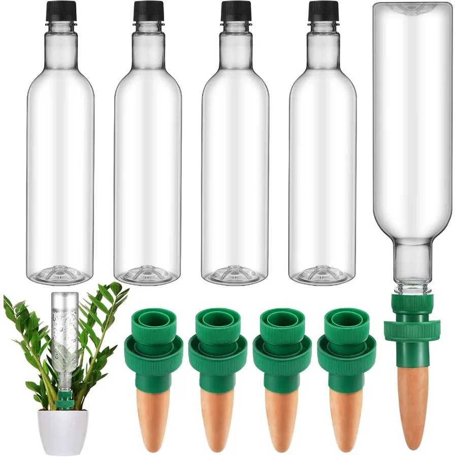 

4 Set Plant Watering Devices Include Self Watering Spikes and 26 oz Plastic Bottles Plant Waterer Devices with Adjustable Contr