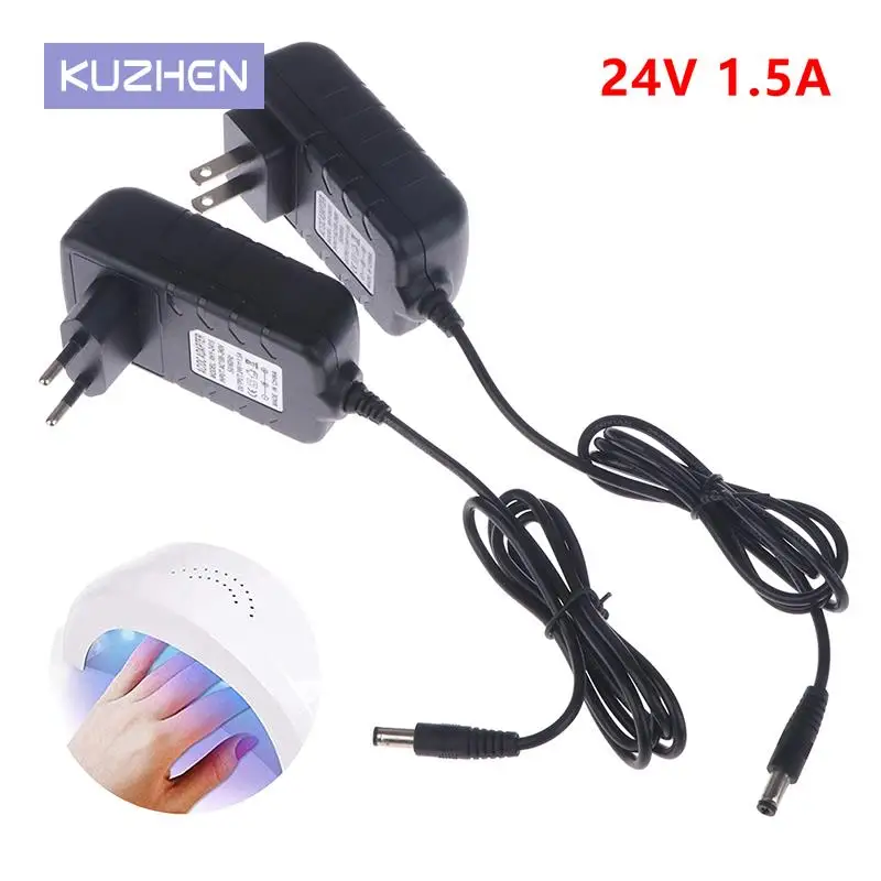 EU/US 24V 1.5A Power Supply Adapter Charger 36W UV LED Lamp Nail Dryer Nail Art Tools