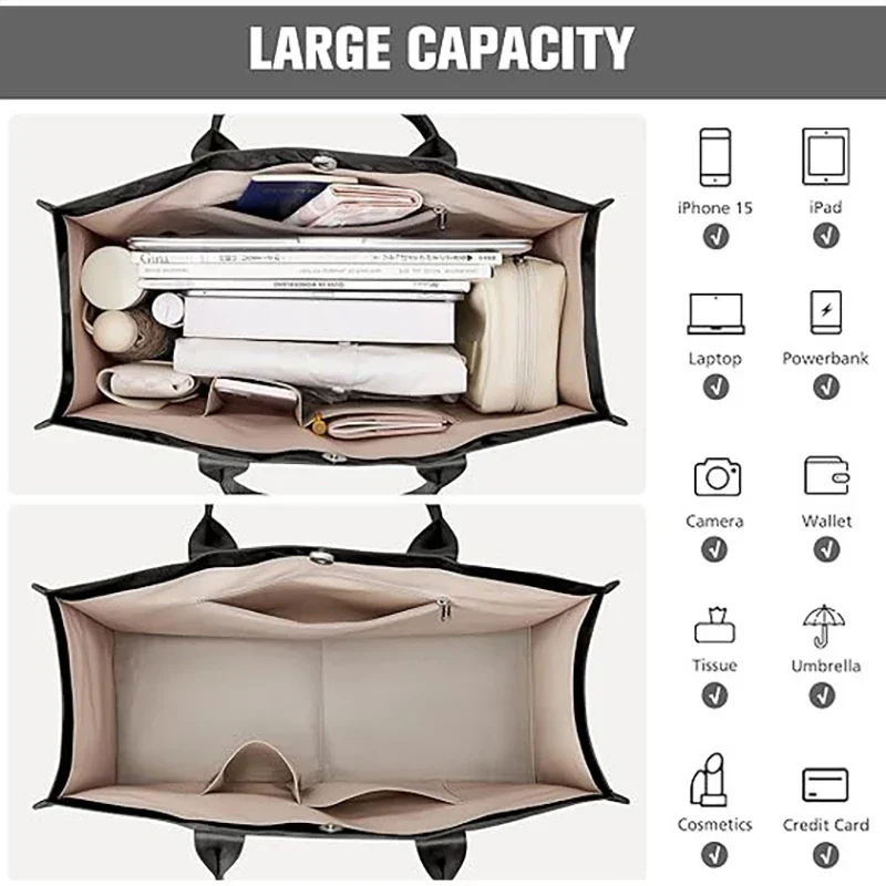 Laptop-Aufbewahrung, PVC-Einkaufstasche, wasserdichte, durchsichtige Umhängetasche aus Kraftpapier, Büchertasche mit großem Fassungsvermögen, Damen-Shopper, Arbeits- und Pendlerhandtasche – Detail 4