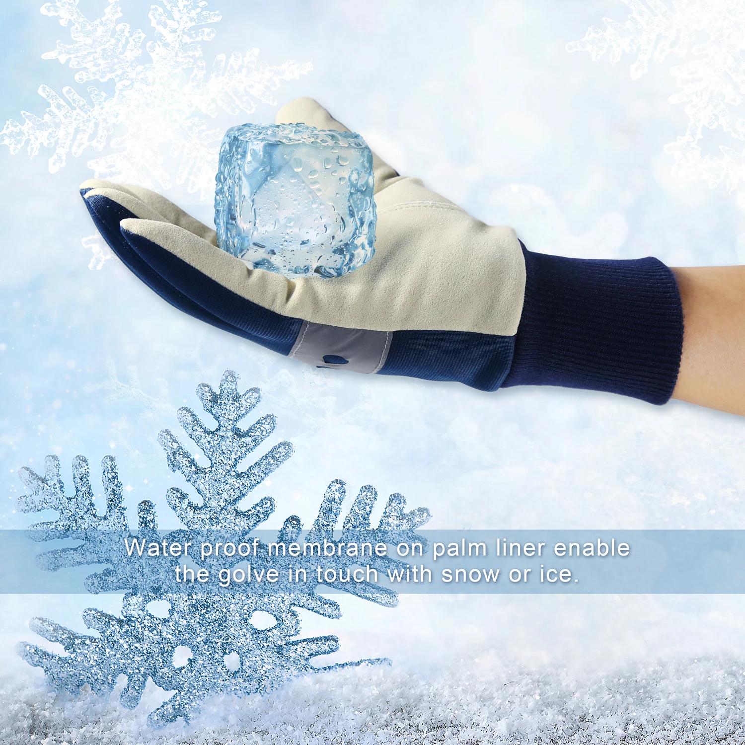 قفازات عمل شتوية 1P، راحة صناعية مع حشوة معززة على المنشعب بالإبهام، تقدم حماية ضد الإبهام #3