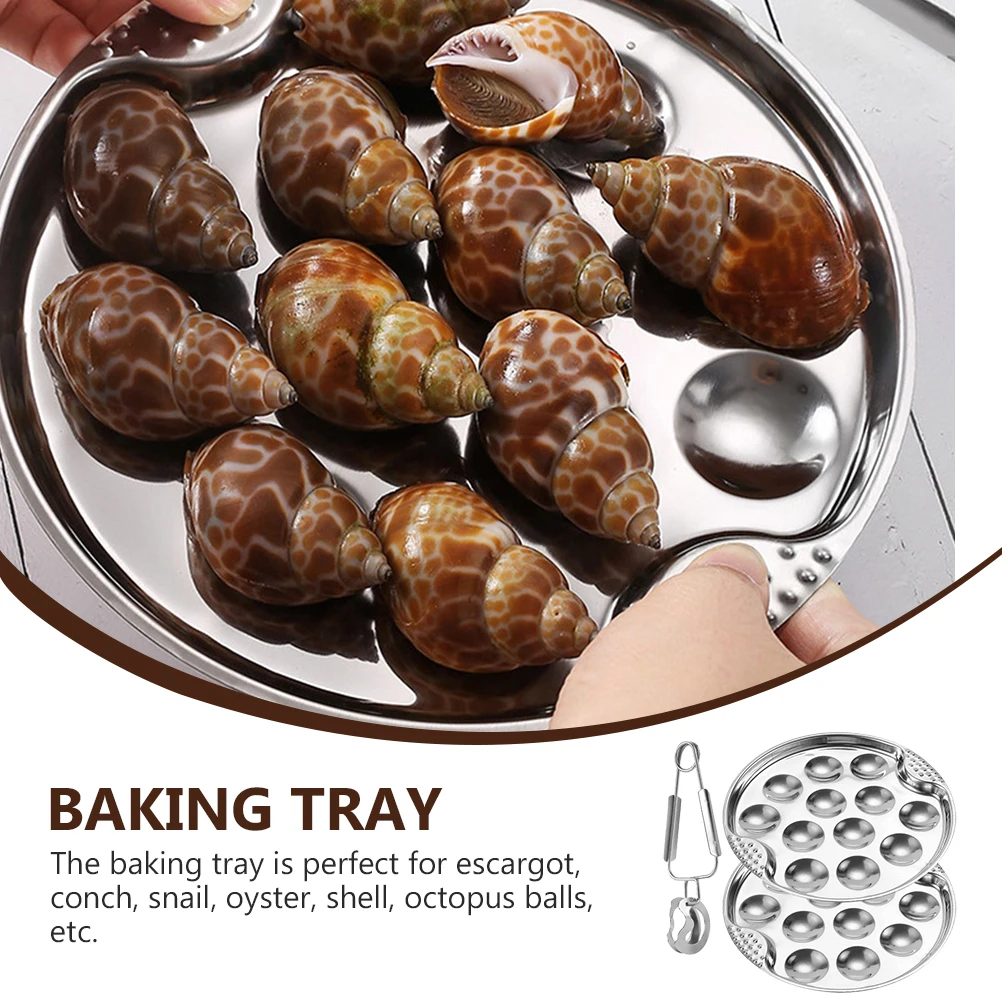 

1 Set Stainless Steel Escargot Baking Plate Snail Cooking Dish Heat Resistant 12 Holes Wear-Resistant Even Heating Dishwasher