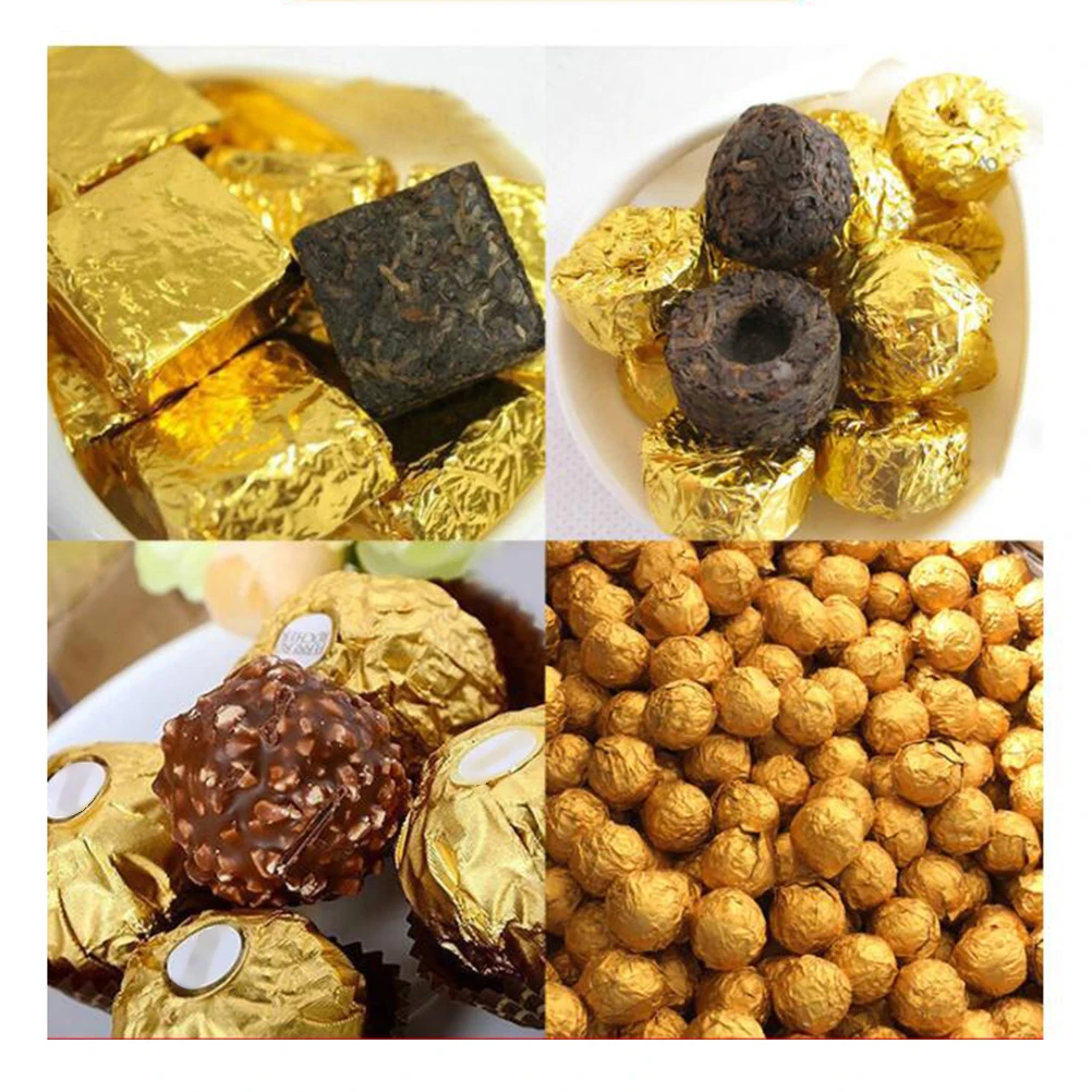 

200 Pcs Foil Wrapping Paper Chocolate Wrappers Chocolates Aluminum for Truffle Leaf Golden
