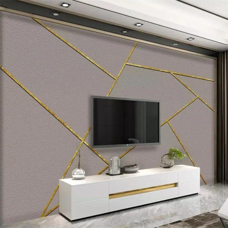 Custom wallpaper 3d mural Nordic minimalist personality abstract geometric line square wall papers geometric lines light luxury