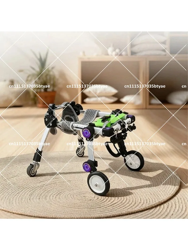 Adjustable Foldable Dog Wheelchair 4-Wheel Pet Mobility Cart for Disabled Legs, Metal Recovery Walker for Dogs