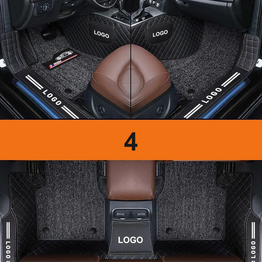muchkey Auto-Fußmatten, doppelt beige, für Genesis G80 2018 2019 2020 2022 2024, Leder-Chenille-Matten, Auto-Innenzubehör, Teppich 6