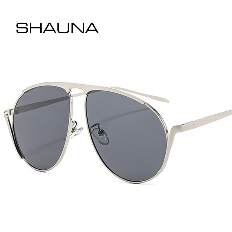 

SHAUNA Retro Metal Pilot Women Sunglasses Fashion Oversized Men Shades UV400 Green Tea Sun Glasses