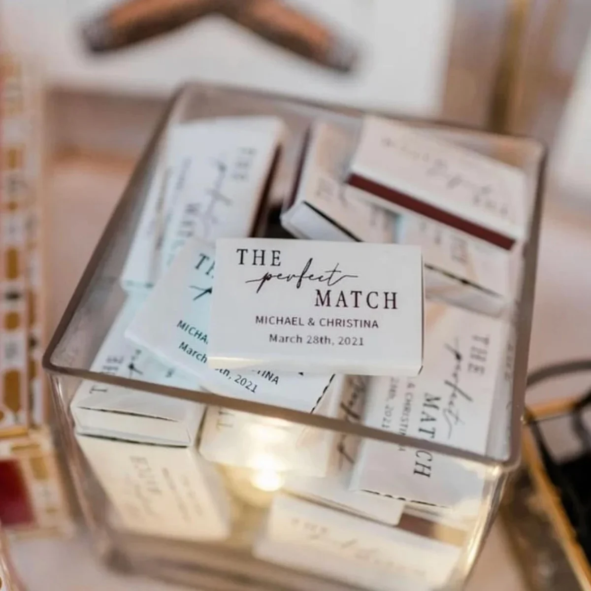 

Wedding Matches Personalized Match Boxes with attached sticker label