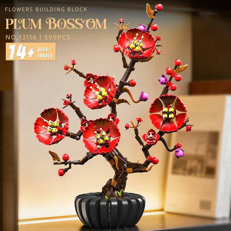 

[599 деталей] Модель-конструктор «Цветущая слива», 14+, коллекционный настольный декор