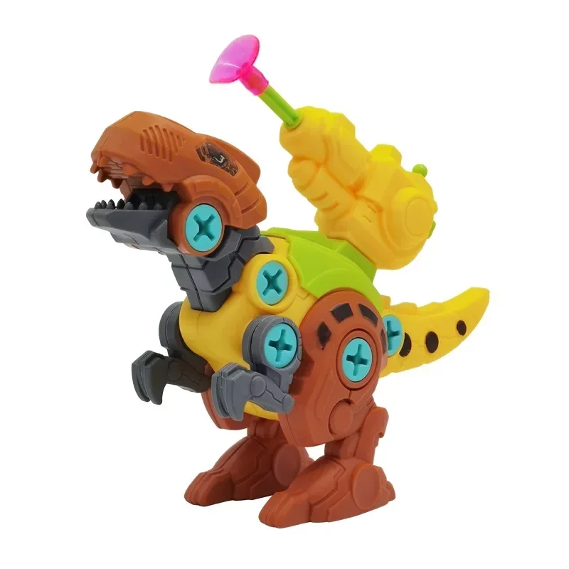 Assembled Dinosaur Disassembly Children's with Soft Projectile Ejection Screwable Dinosaur Figures Bricks Dino Toys Combination