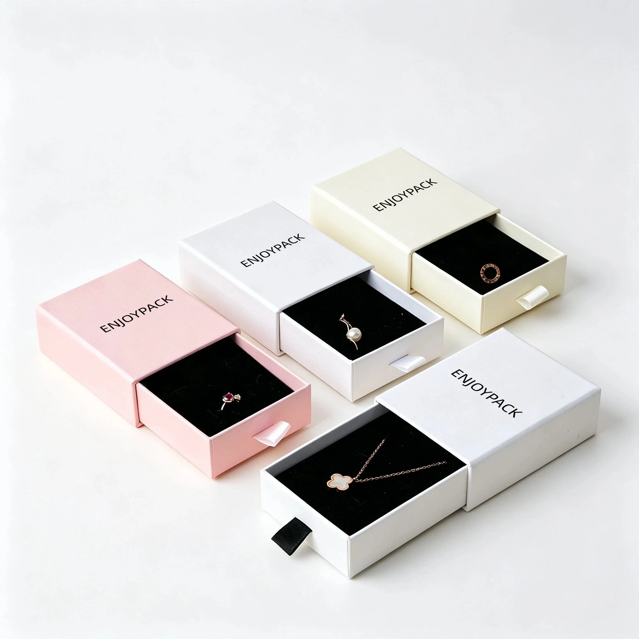 50pcs Custom Logo Jewelry Gift Box Drawer Ring Necklace Bracelet Earrings Personalize Packaging Gift Box Storage Holder Supply