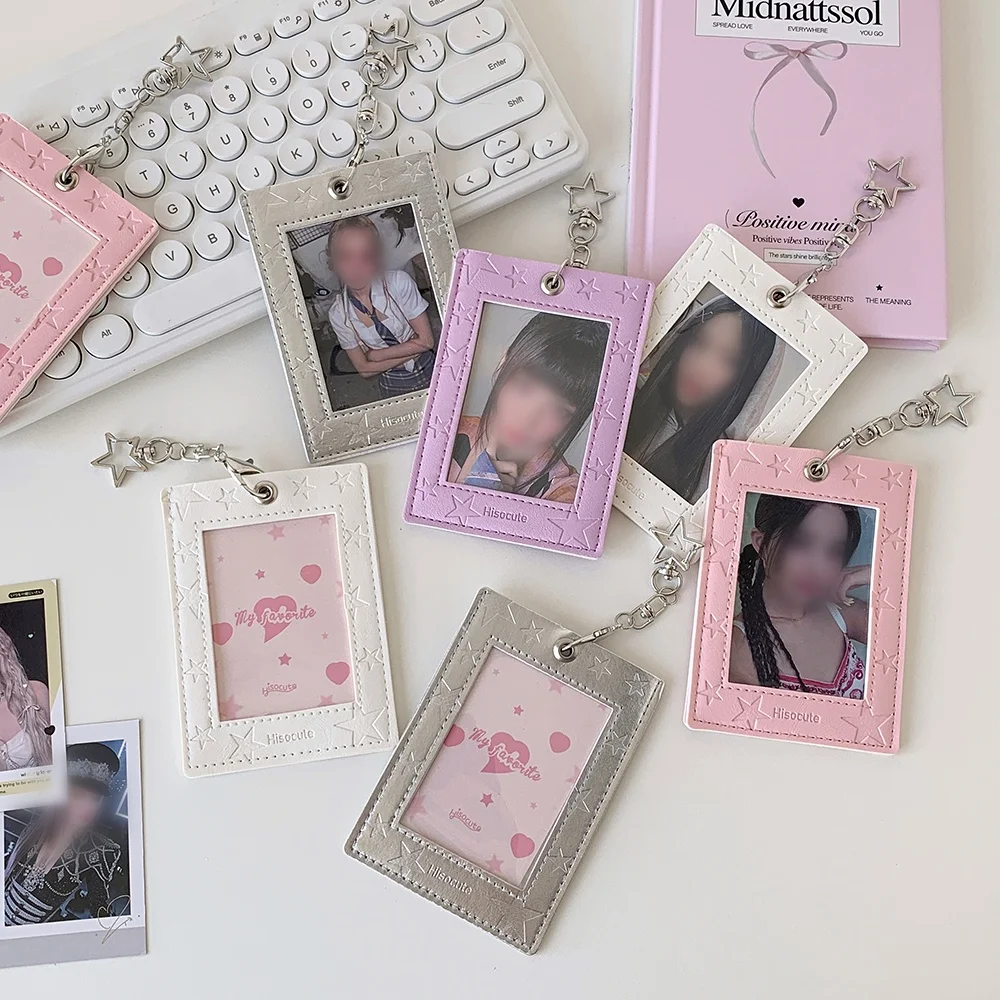 Etui na zdjęcia ze skóry PU z motywem gwiazd, etui na karty 3 cale, zawieszka do torby