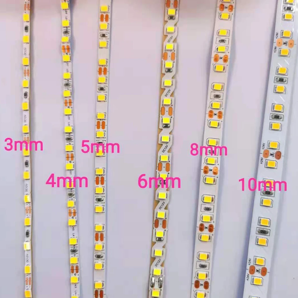 5m 3/4/5/6/8/10/15mm Width PCB 12V 2835 led strip light 120LED/M flexible ribbon tape White non Waterproof Diode Tape For Home