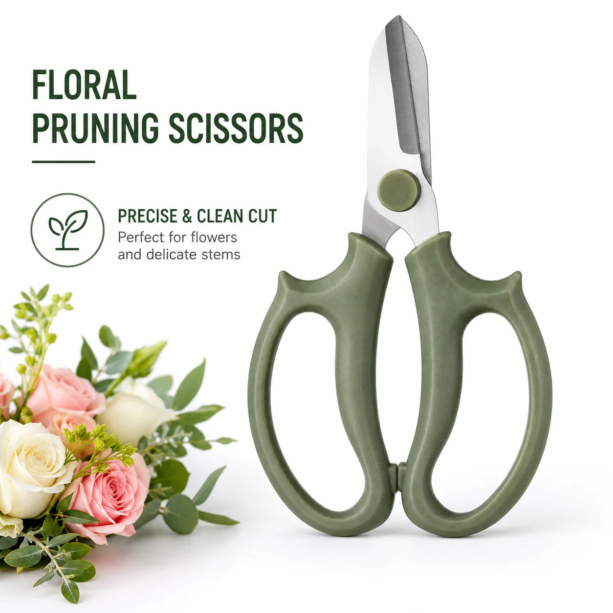 Professional Floral Scissors Stainless Steel Flower Pruning Shears Garden Clippers for Cutting Stems Herbs Branches Arranging