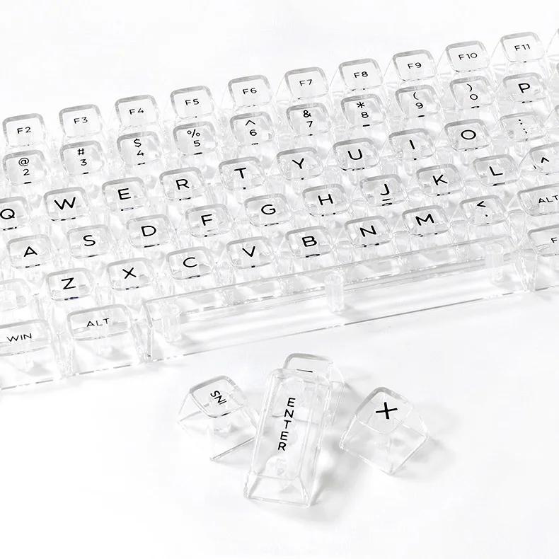 132 Keys Crystal Transparent backlit Keycaps For MX Switch Mechanical Gaming Keyboard CBSA Profile Keycap ISO Layout RGB Key Cap