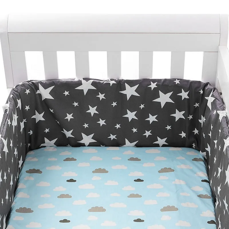 200*30cm Cotton Baby Bed Crib Bumper U-Shape Detachable Kids Cot Protector Newborns One-Piece Baby Crib Bumper Crib Around