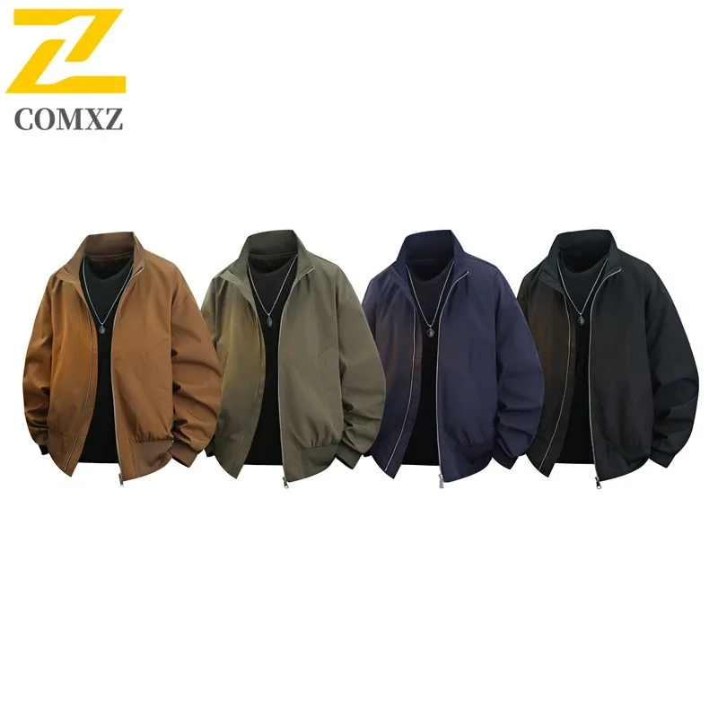 

COMXZ 2025 Solid Versatile Stand Collar Jacket Men Autumn New Coat Flight Top Trend Versatile Casual Wear Coat 2531