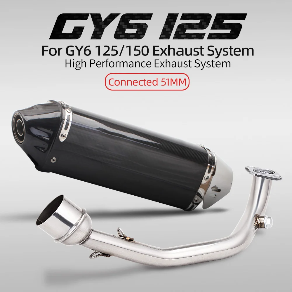 

Slip On For GY6 125/150 Motorcycle Exhaust System Modified Stainless steel Front Link Pipe 51MM Escape