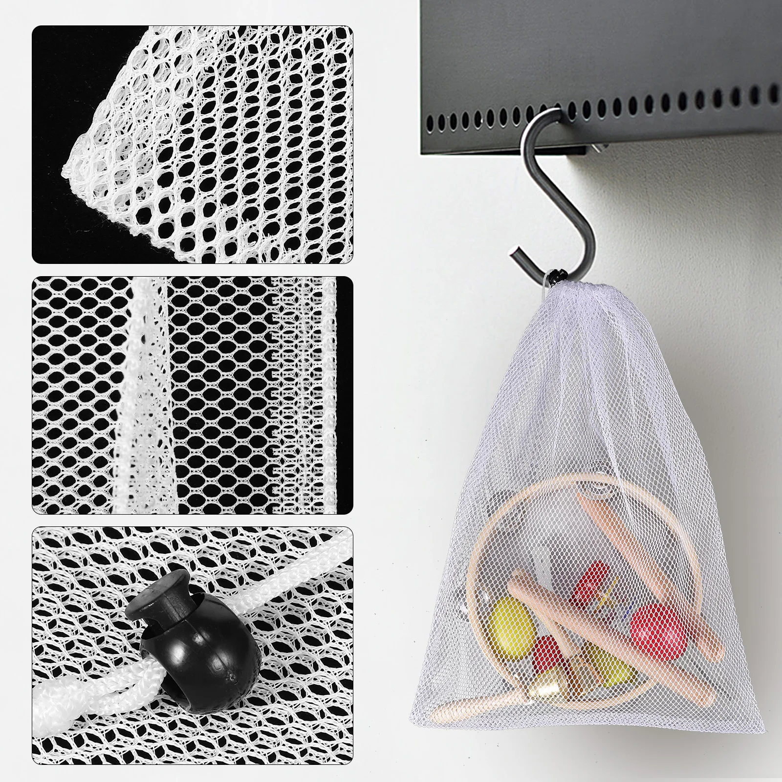 

10Pcs Mesh Drawstring Bags Polyester Storage Pouches Vegetable Fruit Produce Storage Kitchen Net Bags Net Bag Drawstring Pouch