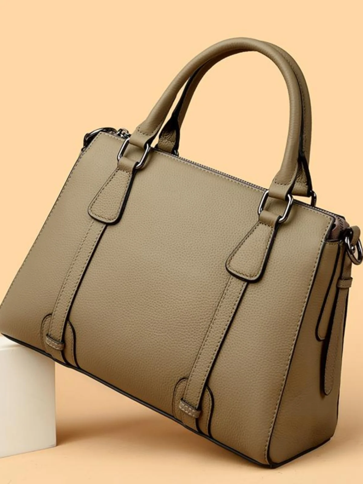 Leather Tote Bag Women's Large Capaci Handbag Casual Commuter Single oulder Slant Cross Cowhide Bag Texture Briti Sle