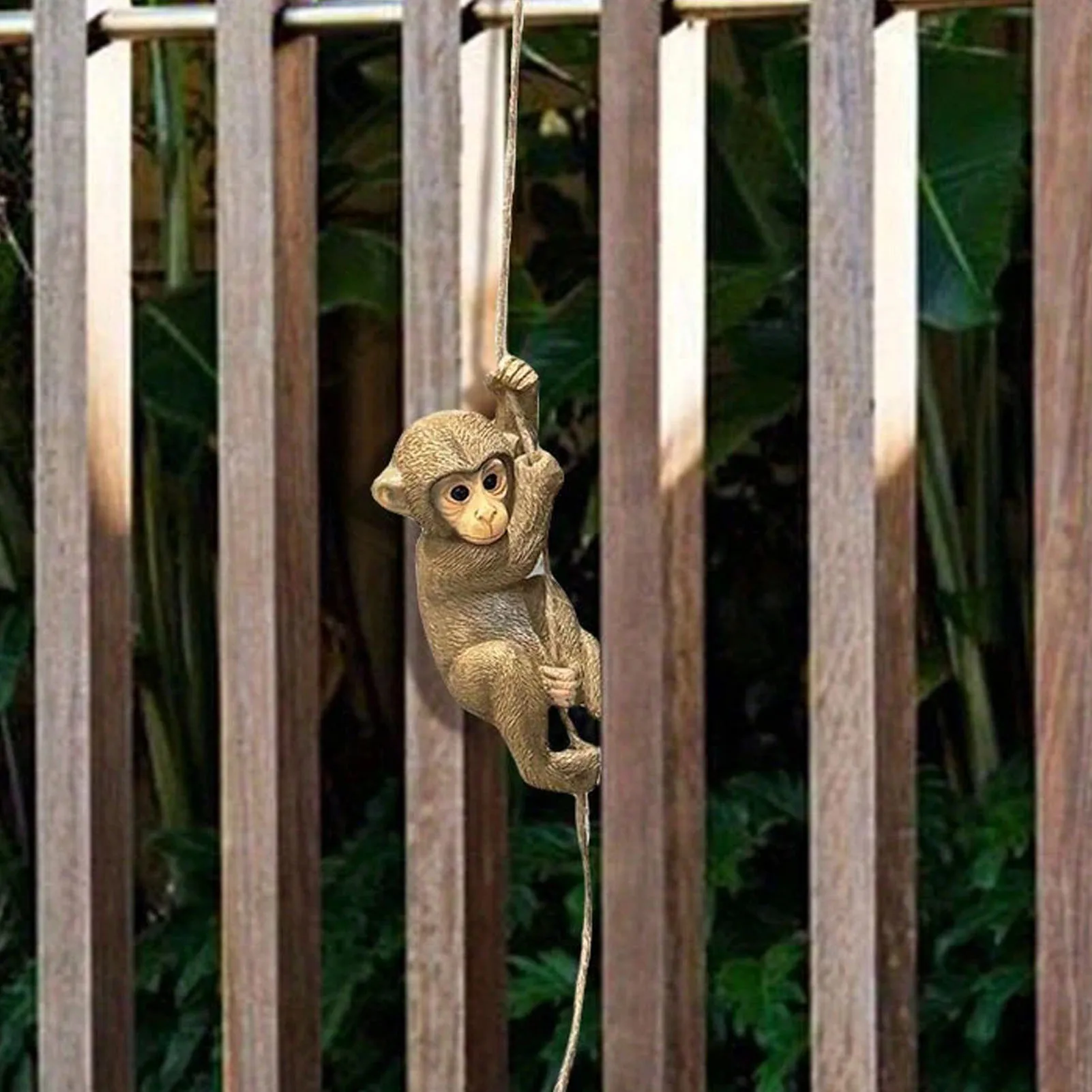 Hanging Monkey Garden Statue Resin Climbing Tree Baby Chimpanzee Animal Sculpture for Outdoor Yard Decor