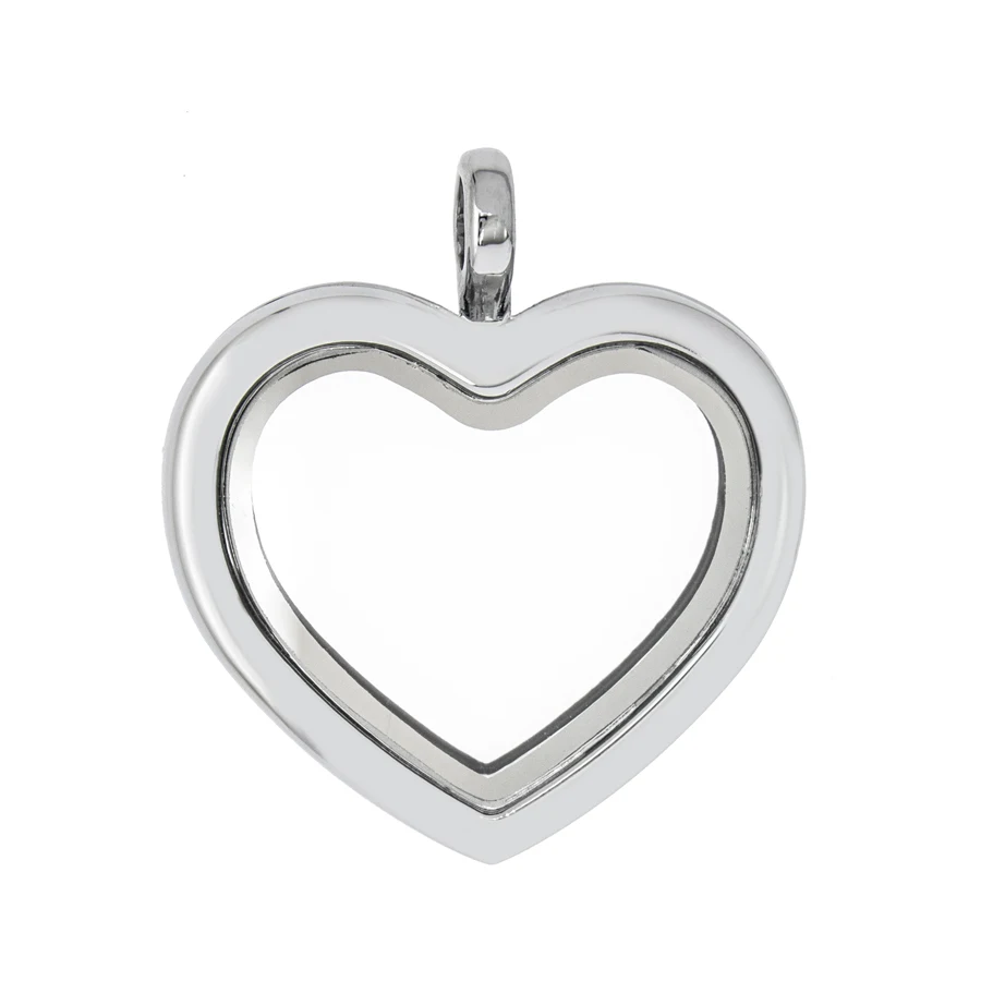 Heart Shape Glass Living Memory Locket Charms สร้อยคอเหรียญจี้สำหรับเครื่องประดับทำไม่มีของขวัญ