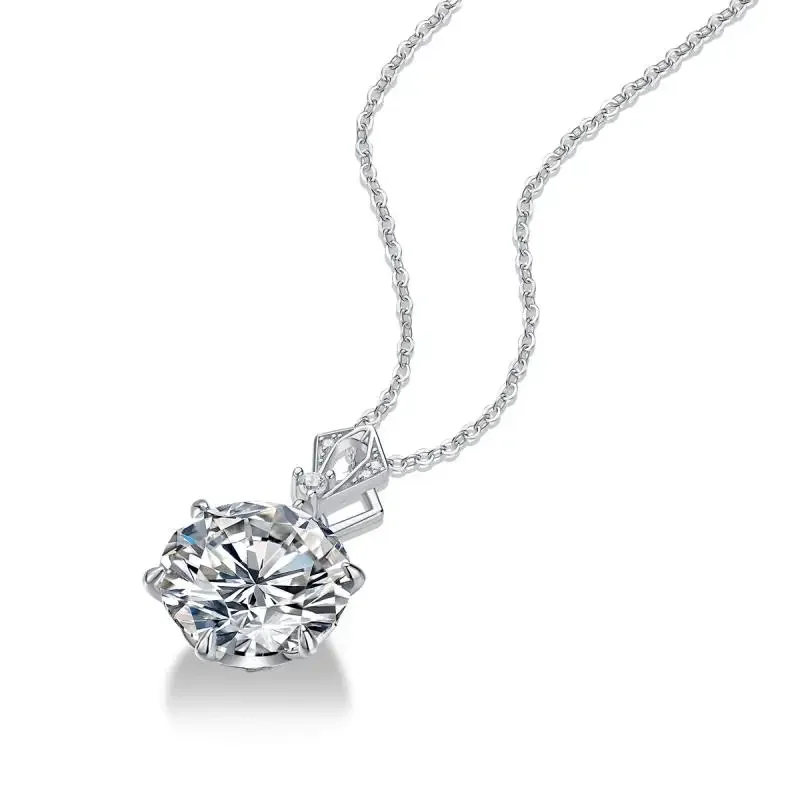 RUIF S925 Silver D Color Main Stone 10ct Moissanite Pendant Necklace for Women Fine Jewelry  Party Birthday Gifts