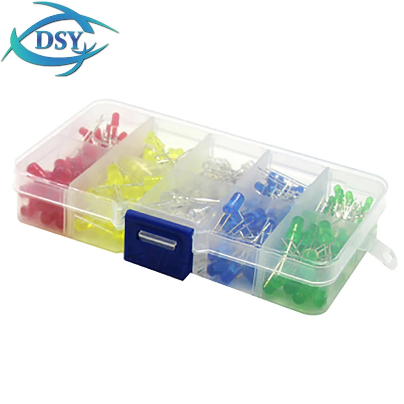 200 قطعة/مجموعة 3 مللي متر/5 مللي متر LED عدة مختلط اللون أحمر أخضر أصفر أزرق أبيض صمام ثنائي باعث للضوء تشكيلة مجموعة صناديق
