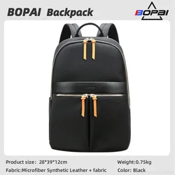 BOPAI Women Backpack 14 Inch Slim Laptop Black Casual Daypack Work Backpacking Waterproof Ladies Business Anti-theft Fashion Bag