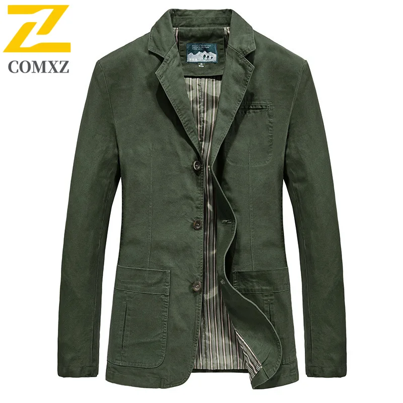 

COMXZ Men's Autumn Denim Jacket Cotton Washed Casual Business Blazer Slim Fit Outdoor Commute Office Wear Lightweight Versatile