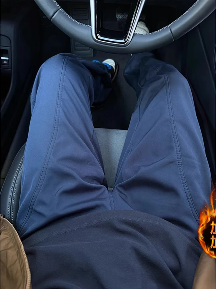 

Trendy Men's Fce Lined Soft ell Cargo Pants k Blue Waterproof Spring Autumn Casual Straight Leg Trousers Spor Sle