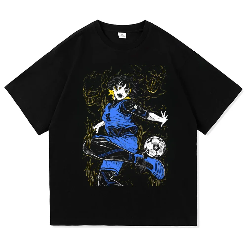 

Summer Men's New Blue Lock Anime T-shirt Casual Fashion Printed Loose Round Neck T-shirt Fashion Men/Women T Shirt