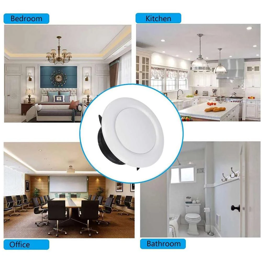 ABS Air Conditioning Ventilation Diffuser, Adjustable Louver, Circular Air Outlet, Material, Easy to Maintain 75MM