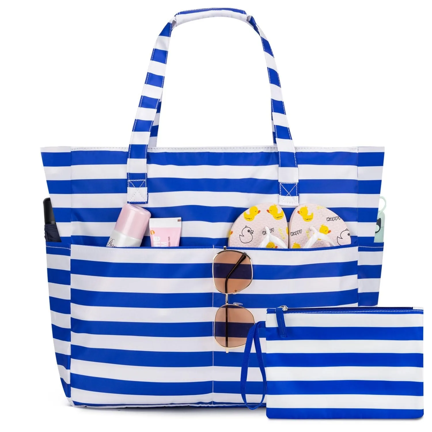 Bolsas de playa para mujer, impermeables y resistentes a la arena, bolso de mano grande con cremallera para gimnasio, viajes y vacaciones.