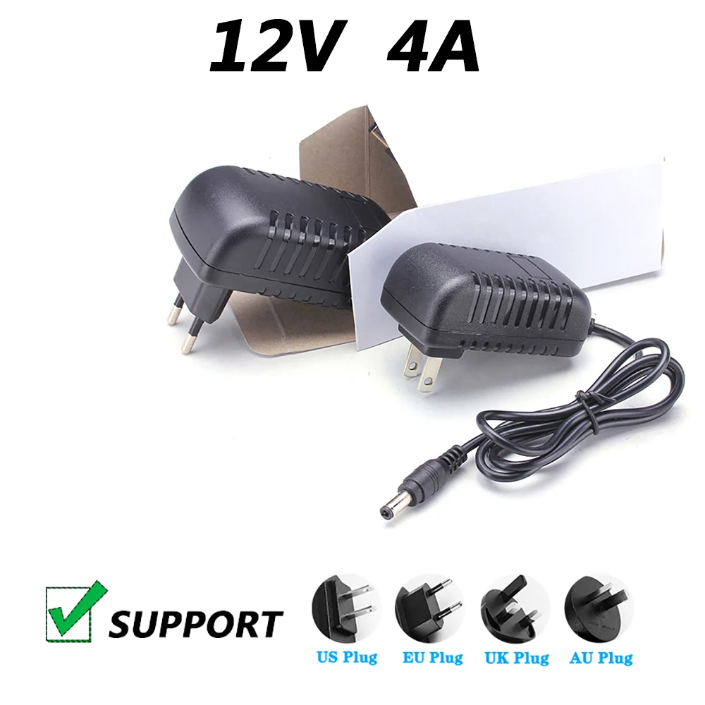 AC DC New 12V 4A 48W Power Adapter EU US AU UK PLUG 100V-240V 220V AC 12V DC Power Supply 4000MA 5.5*2.1MM