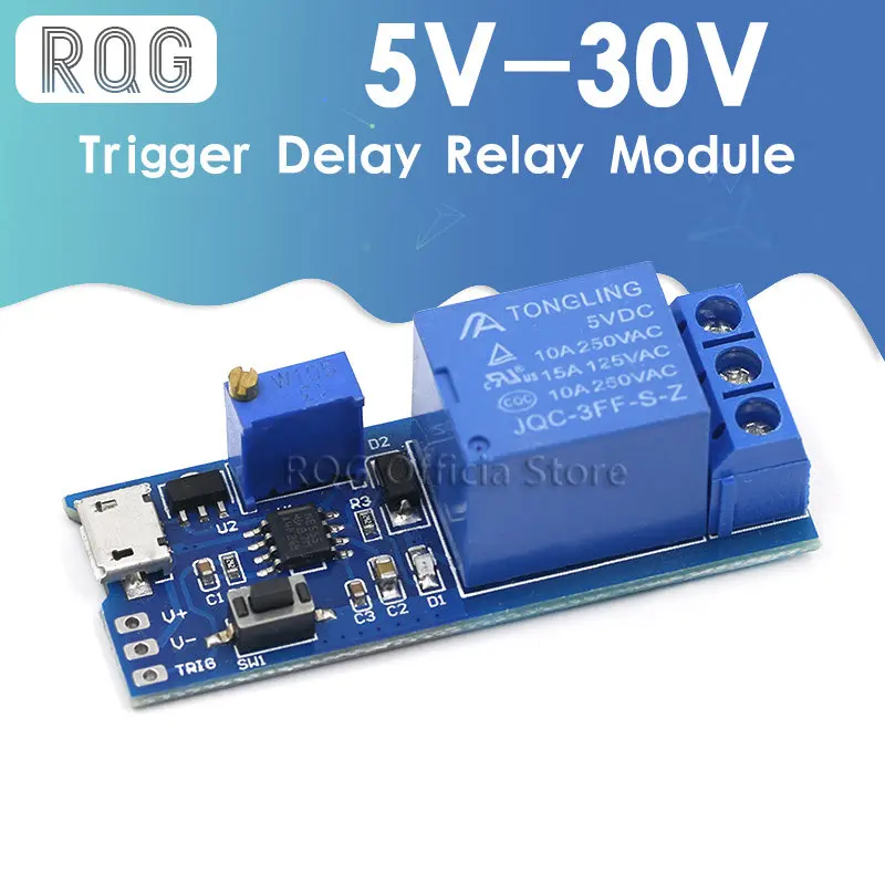 Smart Electronics 5V-30V Micro USB Power Adjustable Delay Relay Timer Control Module Trigger Delay Switch