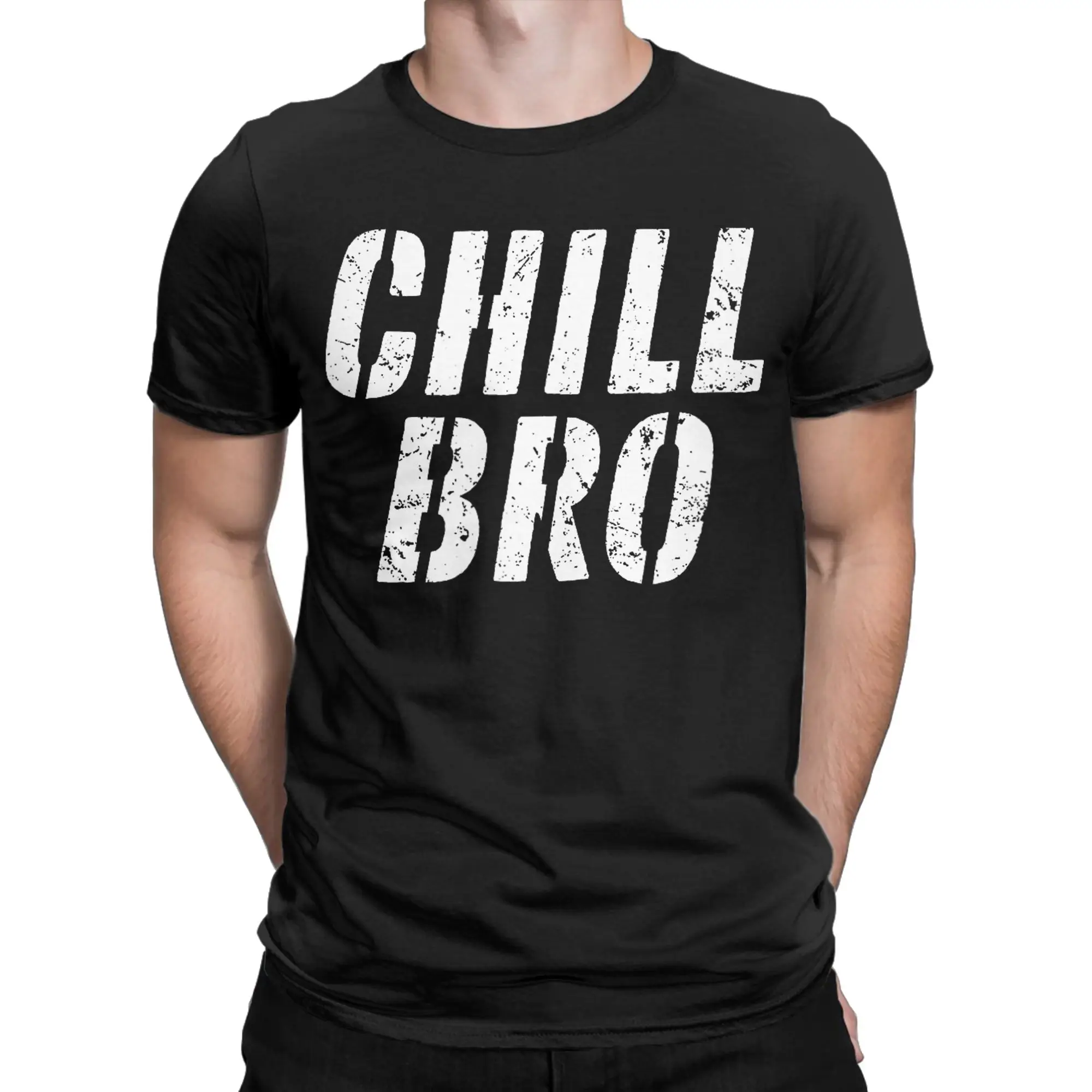 Chill Bro Relax Just Chilling Men's T Shirt Funny Meme Casual Tee Shirt Short Sleeve Crew Neck T-Shirt Cotton Printing Clothes