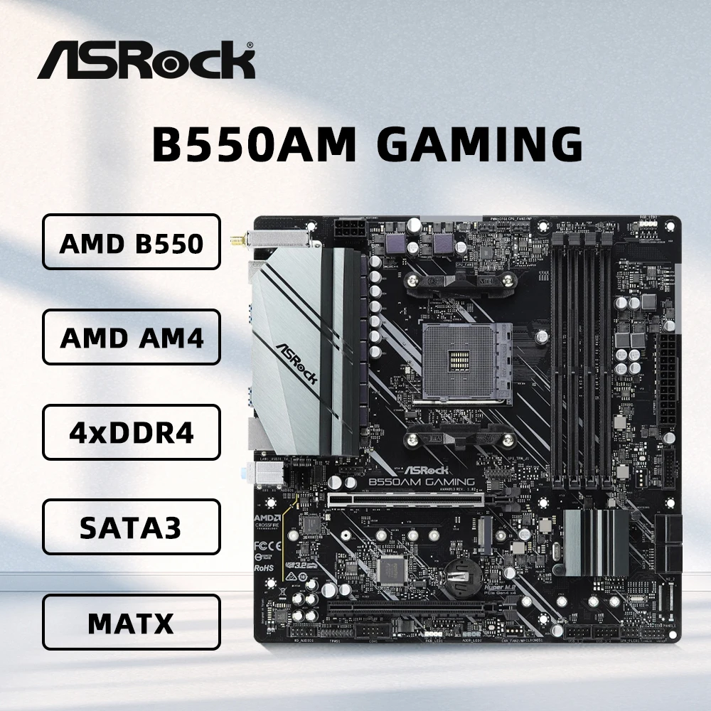 

Игровая материнская плата ASRock B550AM поддерживает Ryzen 9 5900X 3900X Ryzen 7 5800x3D 5700x3D 5600X 5600G Процессор AMD B550 DDR4 HDMI mATX