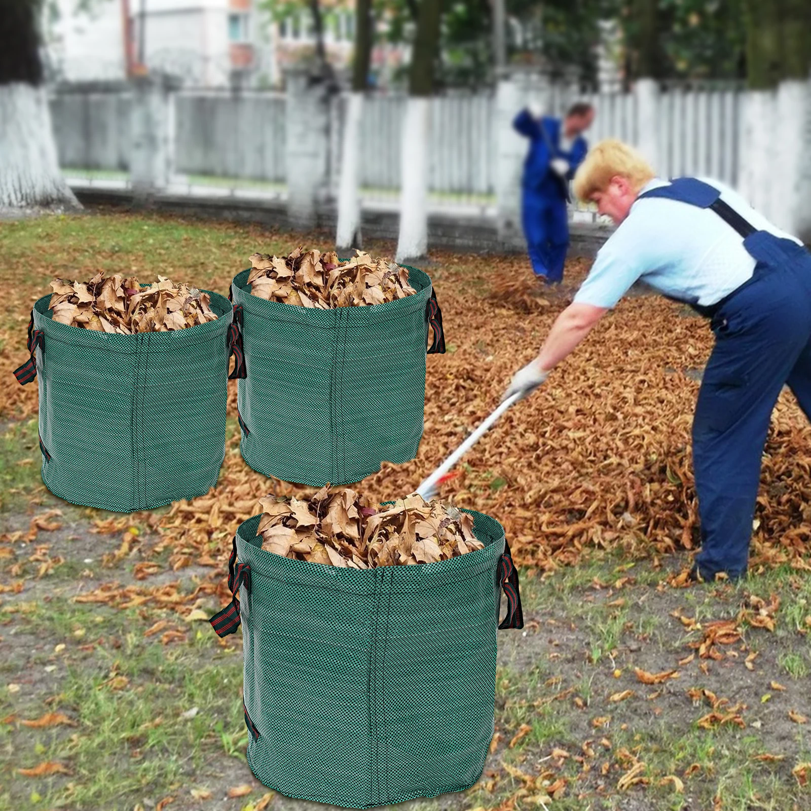 3PCS Garden Waste Bags Reusable Leave Collection Bags 16/27/32 Gallons 60/100/120L For Yard Garden Lawn to Loading Leaf Trash