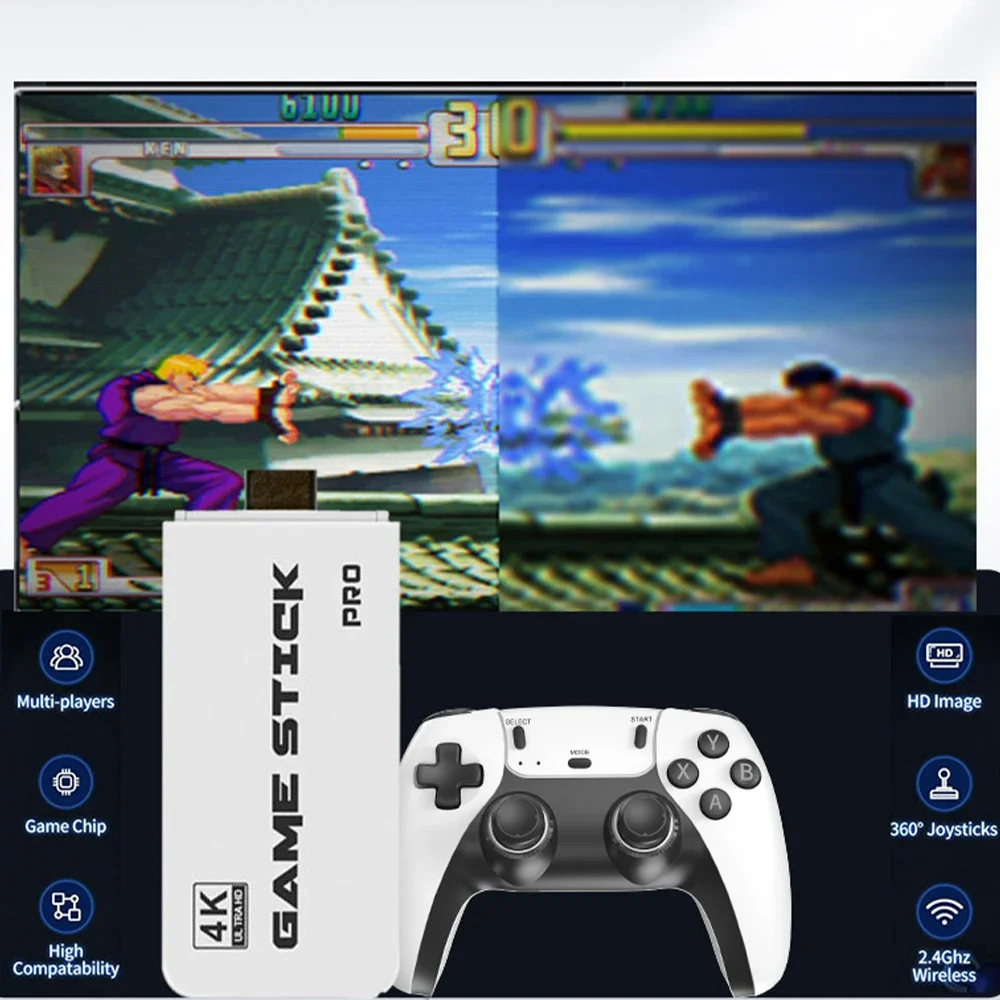وحدة تحكم ألعاب TV Stick متوافقة مع HDMI ومحاكي GB PS PSP ARCADE 64G و30000+ 4K ألعاب Nintendo الكلاسيكية القديمة مع لوحتي ألعاب