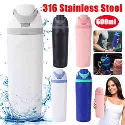 600ml Thermos Bottle 316 Stainless Steel Outdoor Sports Water Bottle Insulated Cup with Straw Thermal Mug Travel Vacuum Flask