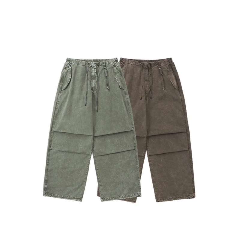 INFLATION Schwere gewaschene Cargohose mit Pattentaschen, Streetwear, trendige Fallschirmhose für Herren