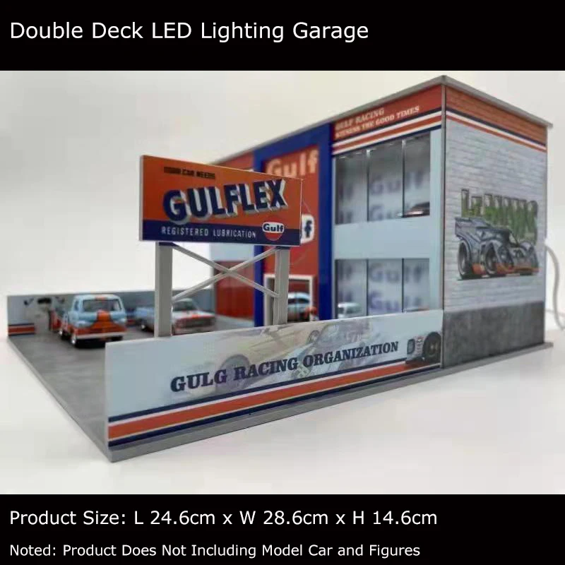 

LED Lighting 1/64 Diorama Double Deck Garage Gulf Coating Vehicle Display Station