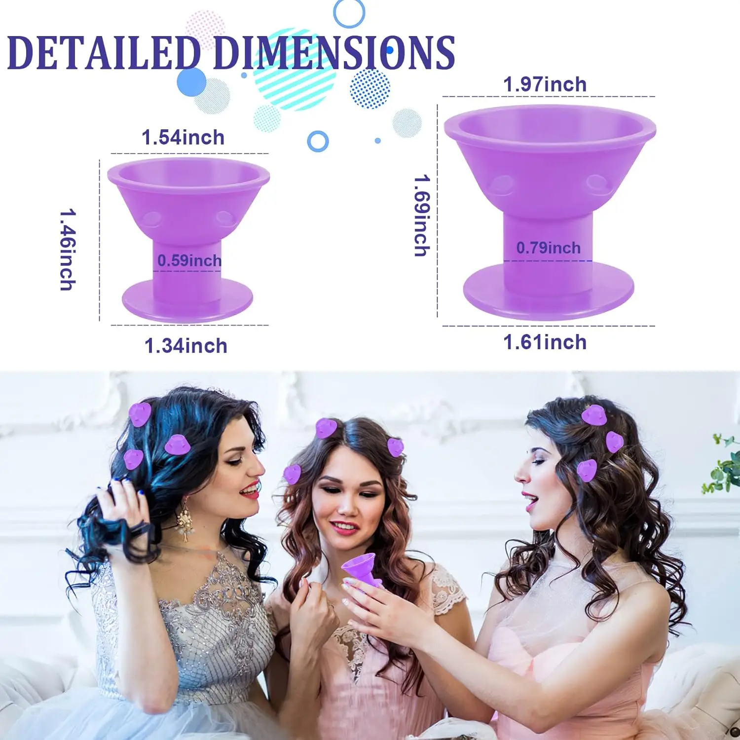 10 Pcs Pink Magic Hair Rollers Include 5 pcs Large Silicone Curlers and 5pcs Small Silicone Curlers wig tool with gift