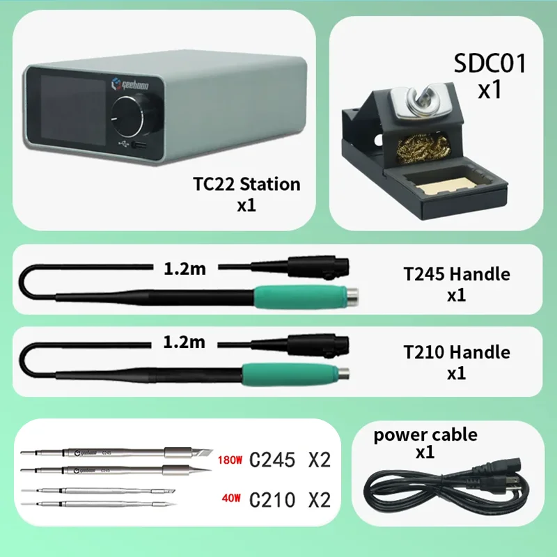 Паяльная станция GEEBOON TC22, совместимая с оригинальными жалами 210/245/115, с ручным управлением температурой, для пайки и ремонта