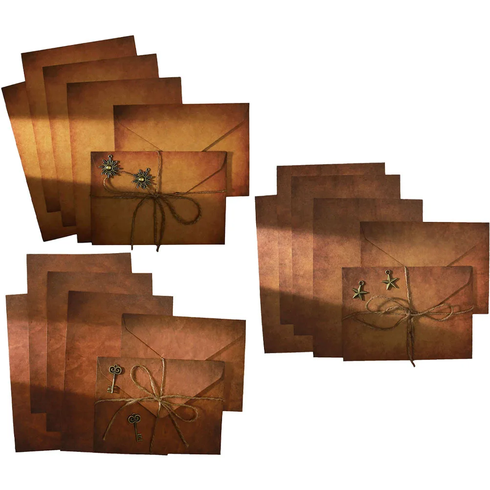 3 مجموعات الرجعية رسالة ظرف ورقي مجموعة كرافت خمر الكتابة القرطاسية سميكة السلس شقة ل مغلفات بطاقة دعوة التعبئة