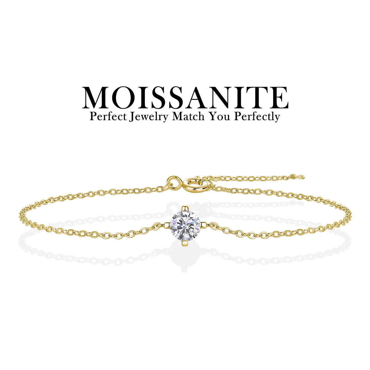 

0.5CTW Moissanite Bracelet for Woman Hip Hop Style 925 Sterling Silver 18K Gold Plated Modern Bracelet GRA Certificate