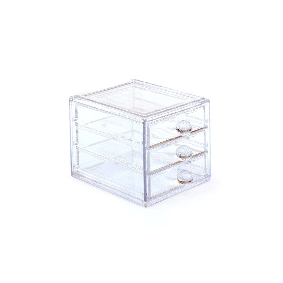 Acrylic 3-drawer organizer clear container