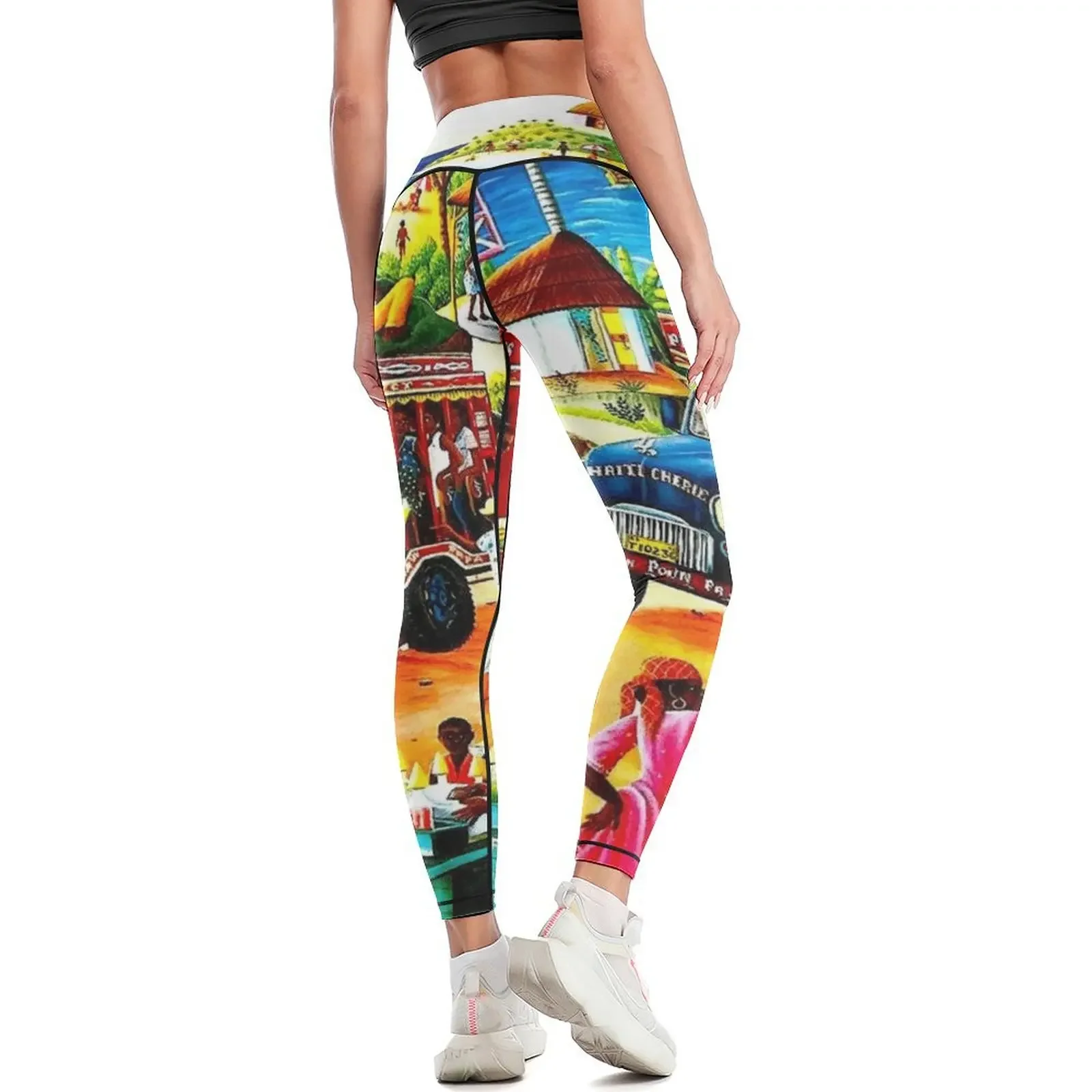 HAITI : Vintage Travel and Tourism Advertising Print Leggings Women's pants Leginsy push up Sports female Womens Leggings